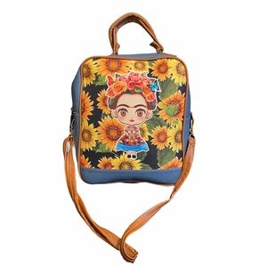 Mexican Frida Kahlo Crossbody Purse Travel Sholederbag Bag Purse Sunflower 11X13